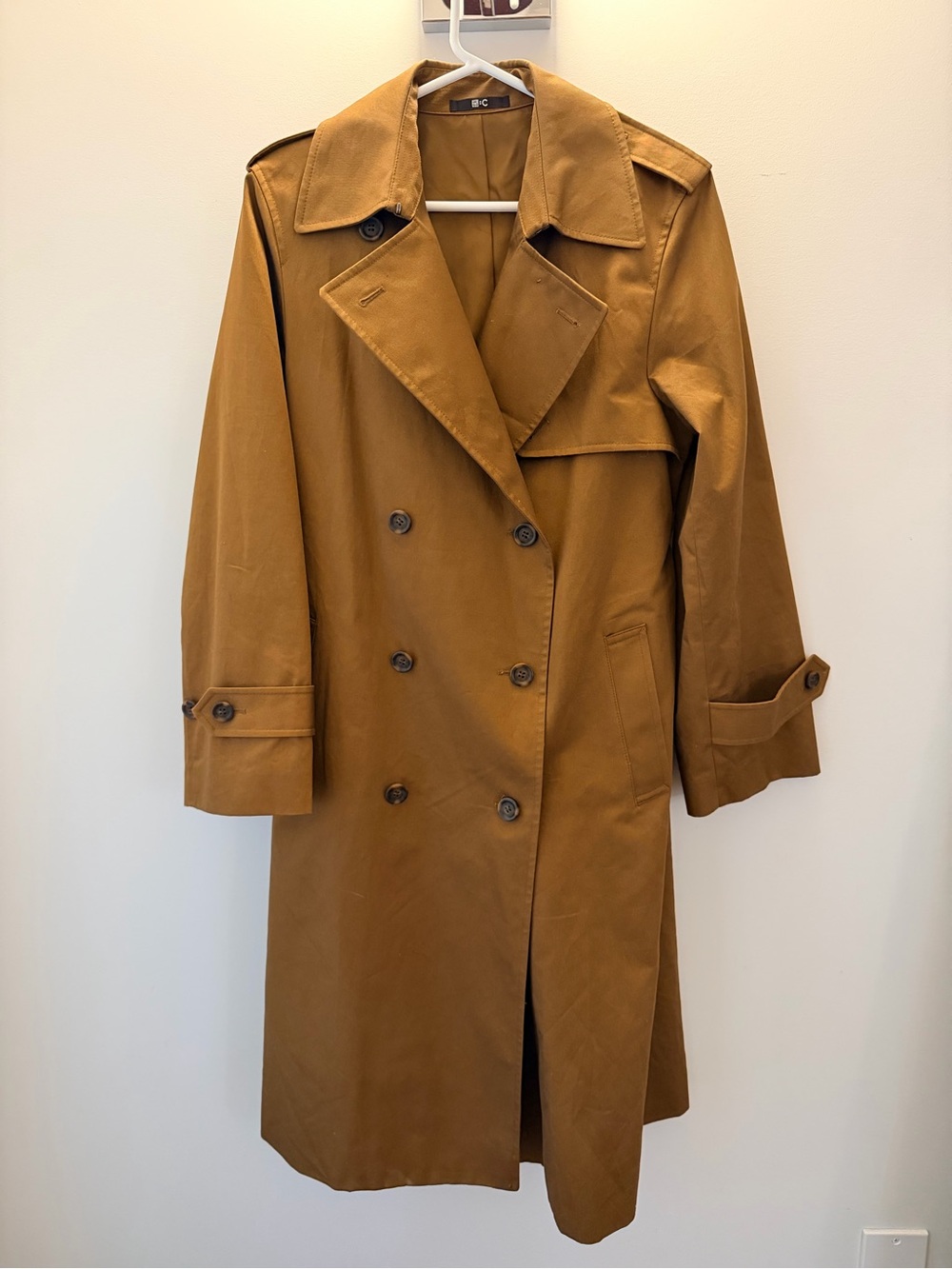 Uniqlo Double-Breasted Tan Trench Coat